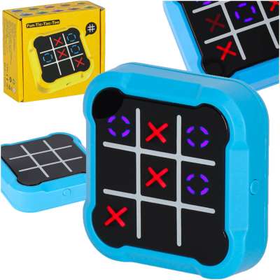 Kółko krzyżyk gra elektroniczna logiczna tic tac toe konsola przenośna niebieska