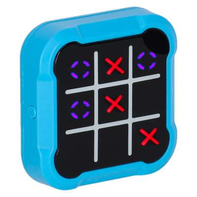 Kółko krzyżyk gra elektroniczna logiczna tic tac toe konsola przenośna niebieska