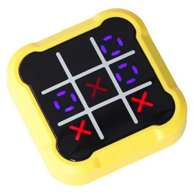 Kółko krzyżyk gra elektroniczna logiczna tic tac toe konsola przenośna żółta