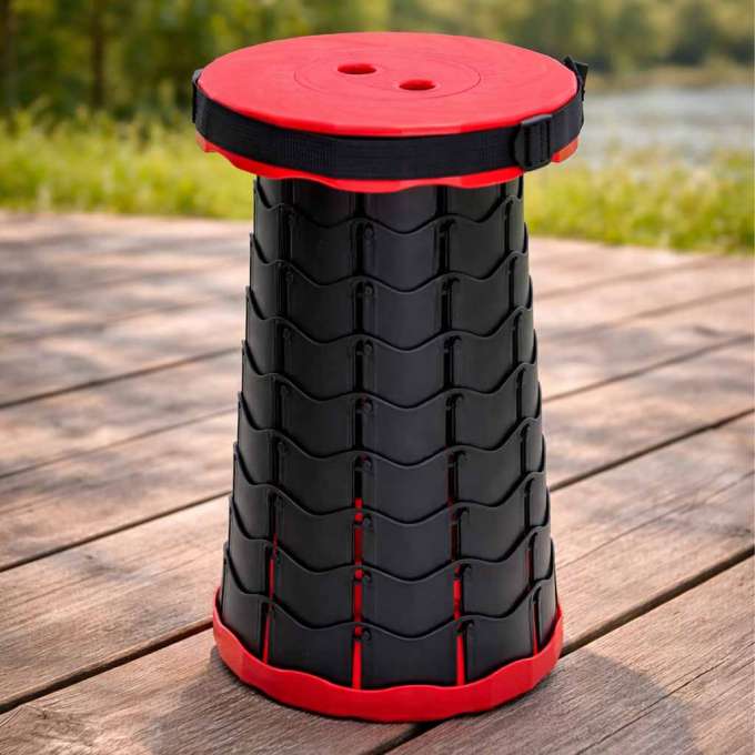 Krzesło składane taboret teleskopowy turystyczny przenośny czerwony 200kg