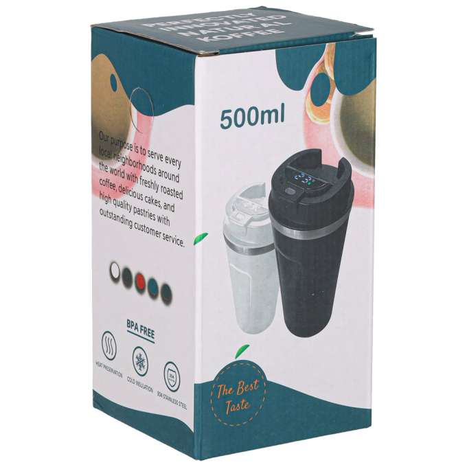 Kubek termiczny z ustnikiem termos LED 500ml biały