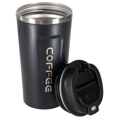 Kubek termiczny z ustnikiem termos LED 500ml czarn