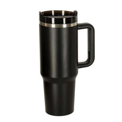 Kubek termiczny ze słomką i uchwytem termos 1200ml czarny