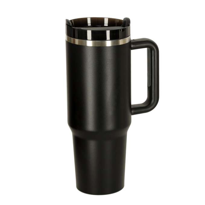 Kubek termiczny ze słomką i uchwytem termos 1200ml czarny