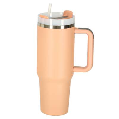 Kubek termiczny ze słomką i uchwytem termos 1200ml róż pudrowy