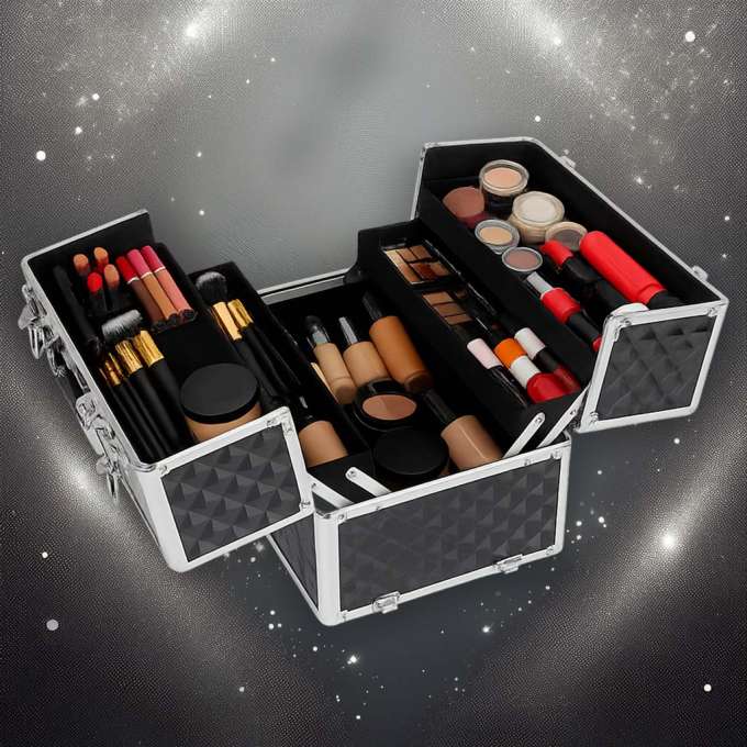Kuferek na kosmetyki walizka organizer kosmetyczny XXL 3D