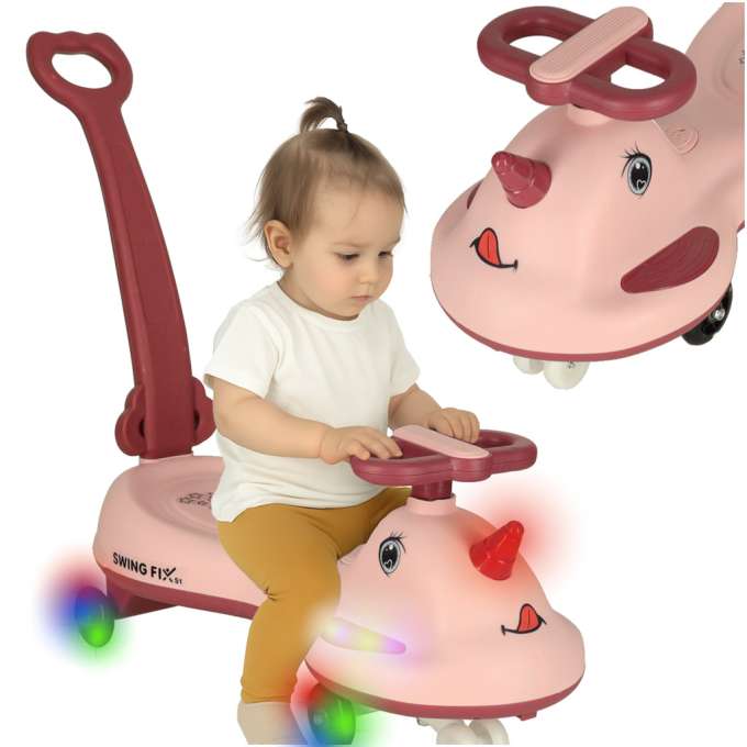 LED Swing FIX S1 gravity scooter ride with handle pink max 65kg
