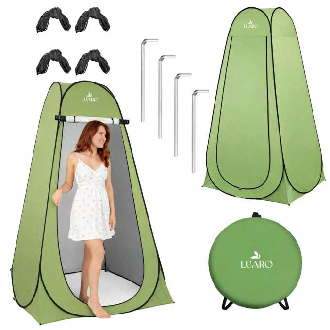LUARO Self-folding tent for shower changing room tourist toilet green