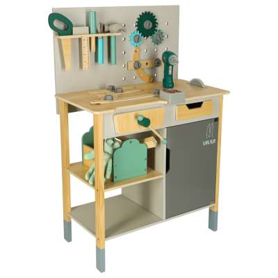 LULILO Fikso wooden workshop small DIY set with tools saw screwdriver sounds 86cm