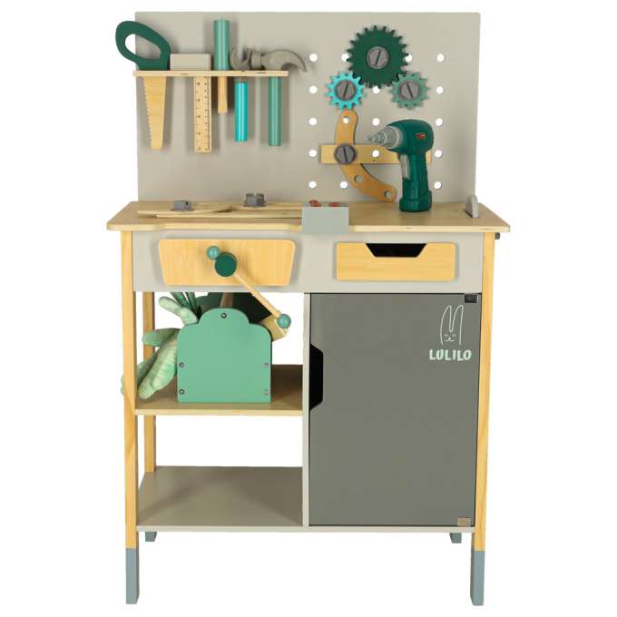 LULILO Fikso wooden workshop small DIY set with tools saw screwdriver sounds 86cm