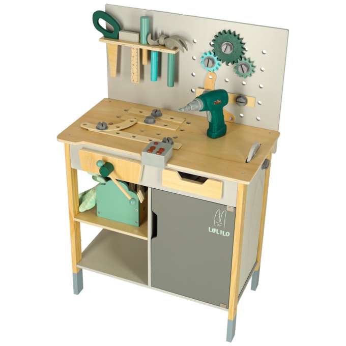 LULILO Fikso wooden workshop small DIY set with tools saw screwdriver sounds 86cm