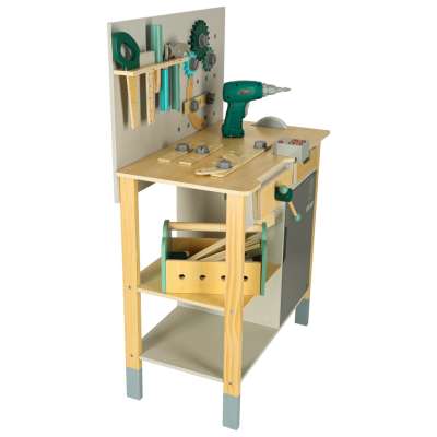 LULILO Fikso wooden workshop small DIY set with tools saw screwdriver sounds 86cm