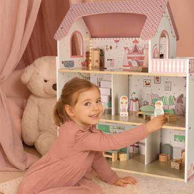 LULILO Peonio 70cm LED pink wooden dollhouse