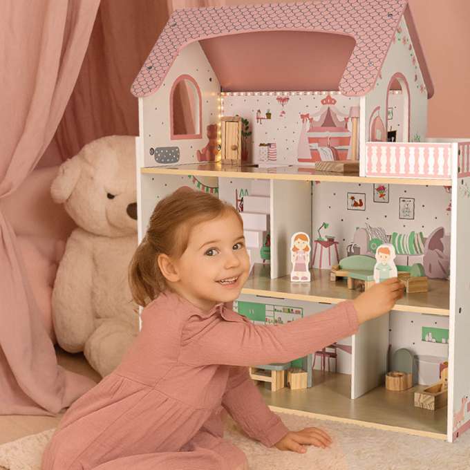 LULILO Peonio 70cm LED pink wooden dollhouse