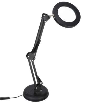 LED desk lamp with magnifying glass swivel arm 2 ways of fixing
