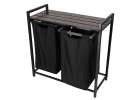 Laundry basket 2 compartments with shelf 76l 5