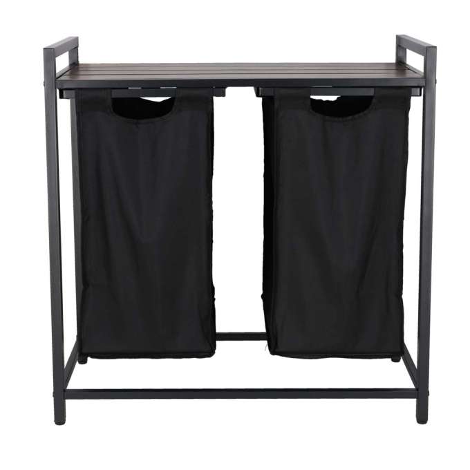 Laundry basket 2 compartments with shelf 76l