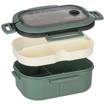 Lunch box śniadaniówka pudełko śniadaniowe z przegródkami dzielone 1200ml zielone