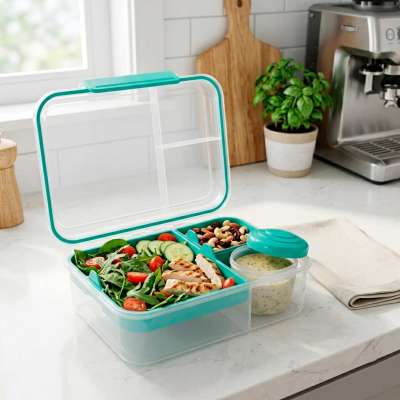 Lunch box śniadaniówka pudełko śniadaniowe z przegródkami dzielone 2200ml miętowe