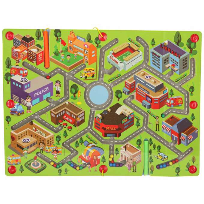 Magnetic game maze balls city