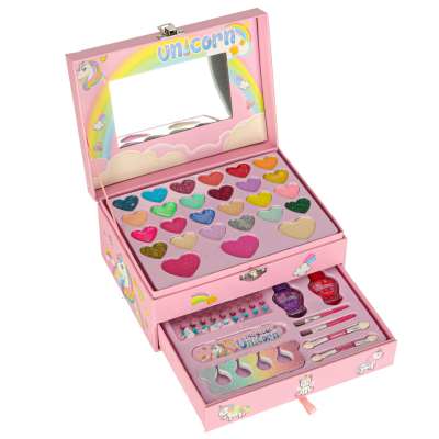 Makeup and nail kit makeup cosmetics shadows polishes drawers unicorn