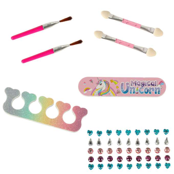 Makeup and nail kit makeup cosmetics shadows polishes drawers unicorn