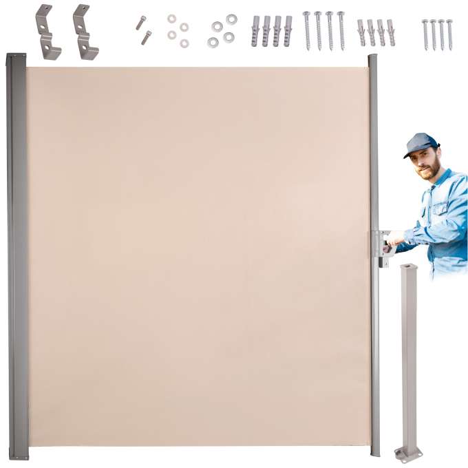 Markiza boczna tarasowa LUARO parawan zwijana 180 x 400 cm beżowa