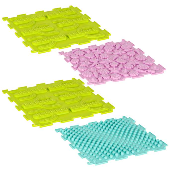 Mata sensoryczna puzzle montessori do masażu stóp 8 elementów pastelowe