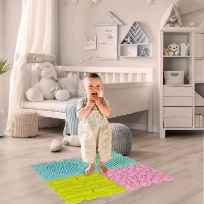 Mata sensoryczna puzzle montessori do masażu stóp 8 elementów pastelowe