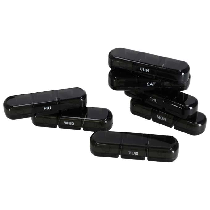 Medicine pill organiser container black