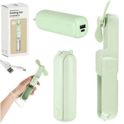 Mini hand fan foldable USB green