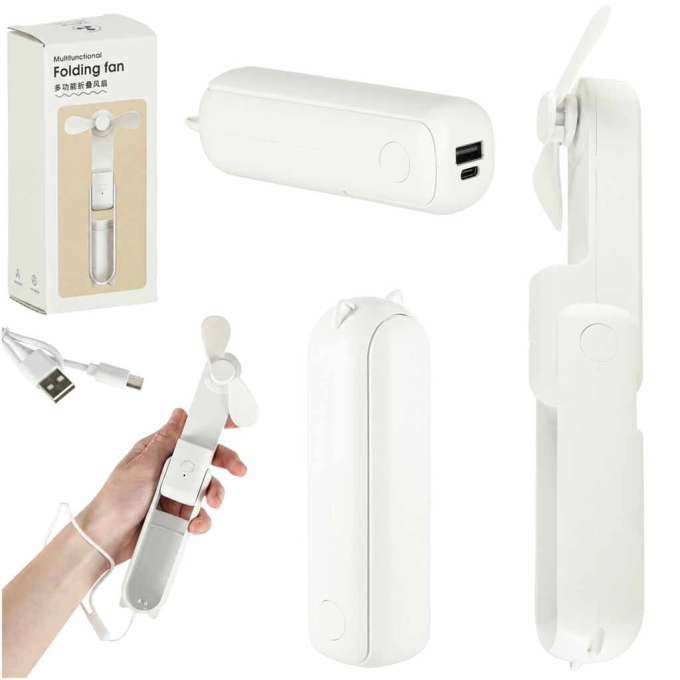 Mini hand fan foldable USB white