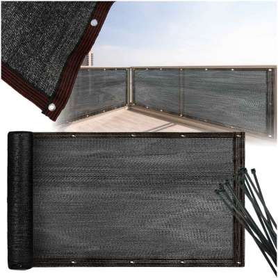Osłona balkonowa LUARO mata maskująca siatka cieniująca na balkon taras 150g/m2 100x500cm + Trytytka