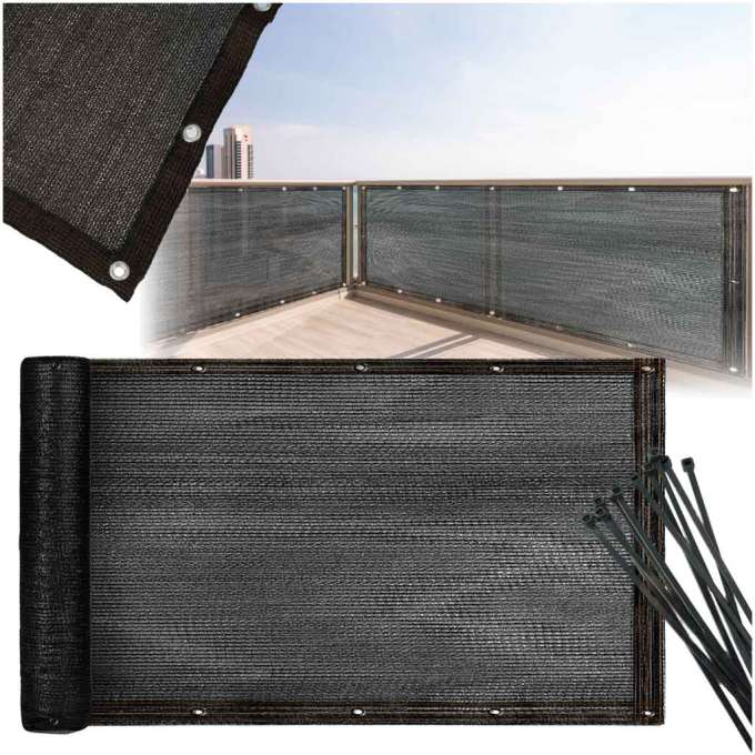 Osłona balkonowa LUARO mata maskująca siatka cieniująca na balkon taras 150g/m2 100x700cm