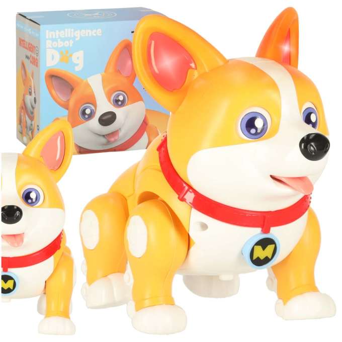 Pies piesek interaktywny robot Corgi świecące uszy muzyka