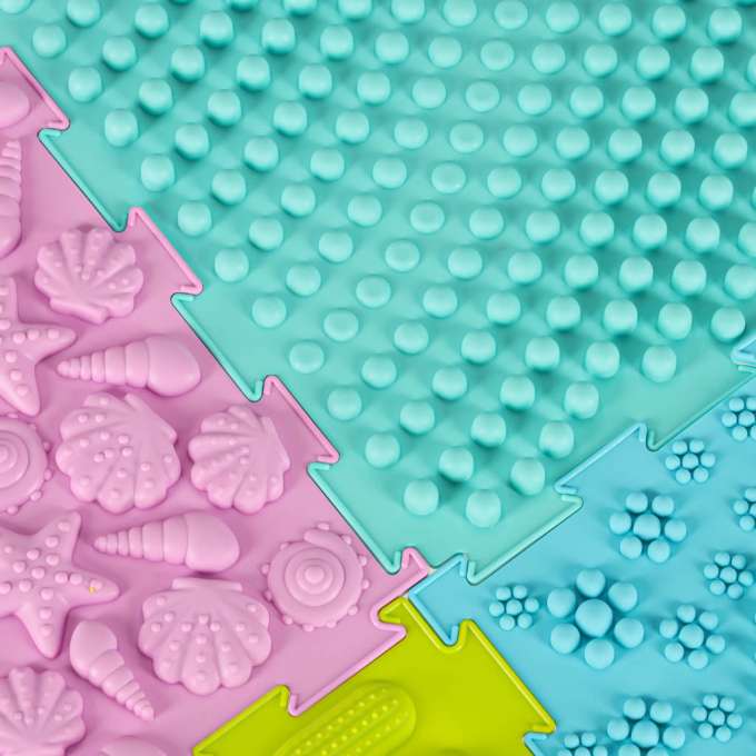Sensory mat montessori foot massage puzzle 8 pieces pastel