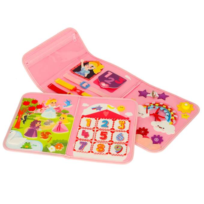Sensory sensory montessori manipulative board backpack case pink