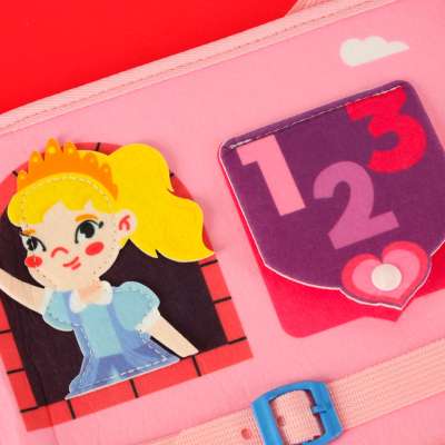 Sensory sensory montessori manipulative board backpack case pink