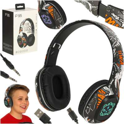 Słuchawki bezprzewodowe nauszne Bluetooth Gaming Sport czarne