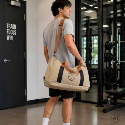 Sports travel bag hand luggage beige