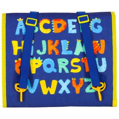 Tablica manipulacyjna sensoryczna montessori walizka plecak niebieska