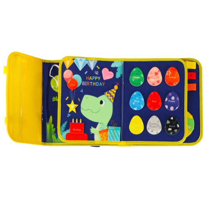 Tablica manipulacyjna sensoryczna montessori walizka plecak niebieska