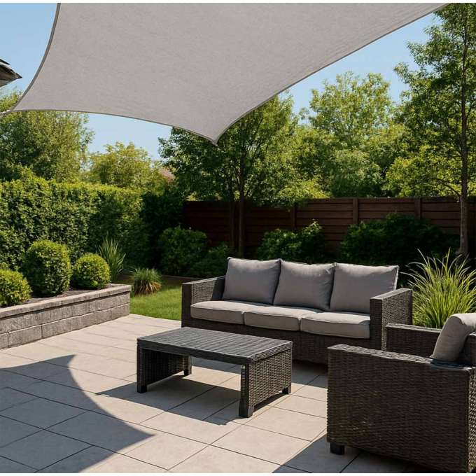 Terrace sunshade sail 4x3m square grey