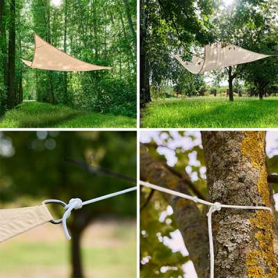 Terrace sunshade sail 4x4x4m triangle beige