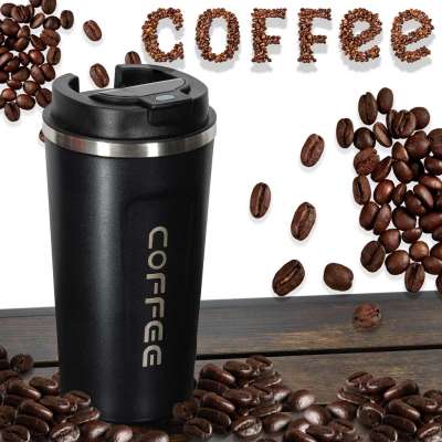 Thermal mug bidon with mouthpiece thermos 500ml black
