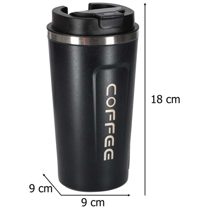 Thermal mug bidon with mouthpiece thermos 500ml black