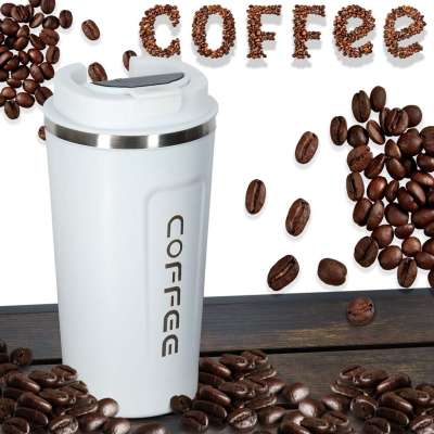 Thermal mug bidon with mouthpiece thermos 500ml white