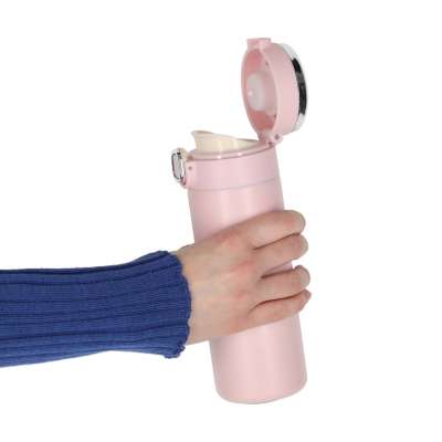 Thermal mug bidon with mouthpiece thermos LED 420ml pink