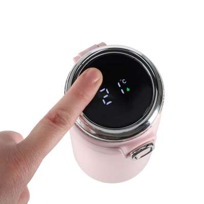 Thermal mug bidon with mouthpiece thermos LED 420ml pink