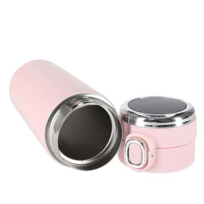 Thermal mug bidon with mouthpiece thermos LED 420ml pink